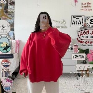 red daily drills oversized crewneck sweatshirt